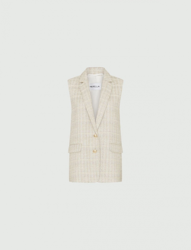 Marynarka Damskie Marella Gilet With Lurex Beżowe | Polska 317260-RGI