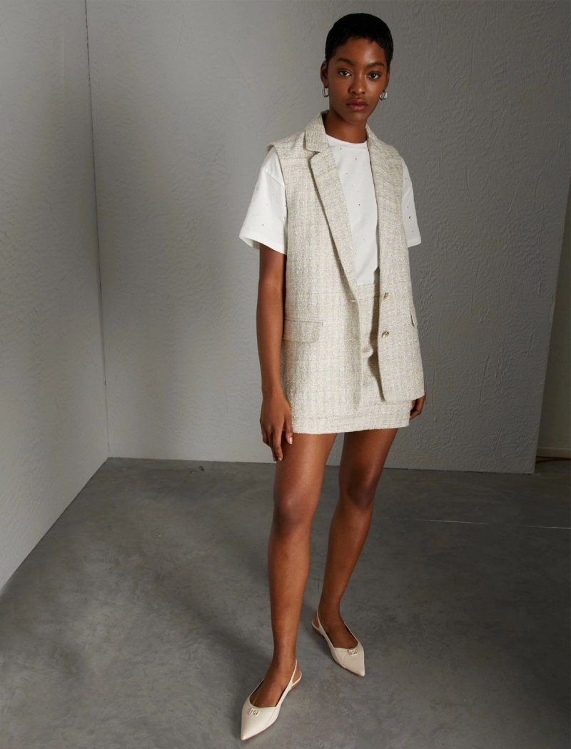 Marynarka Damskie Marella Gilet With Lurex Beżowe | Polska 317260-RGI