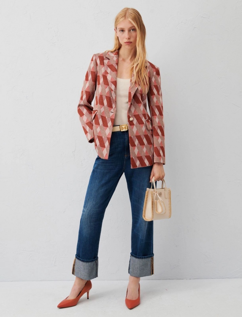 Marynarka Damskie Marella Jacquard Czerwone | Polska 350716-CYX
