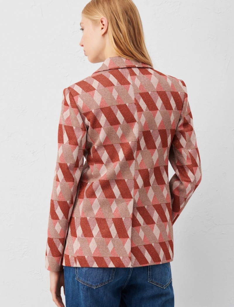 Marynarka Damskie Marella Jacquard Czerwone | Polska 640571-LIP