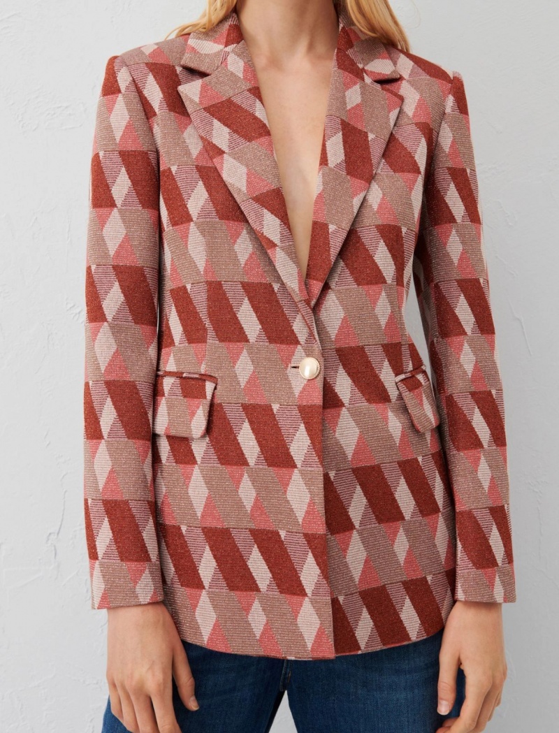 Marynarka Damskie Marella Jacquard Czerwone | Polska 640571-LIP