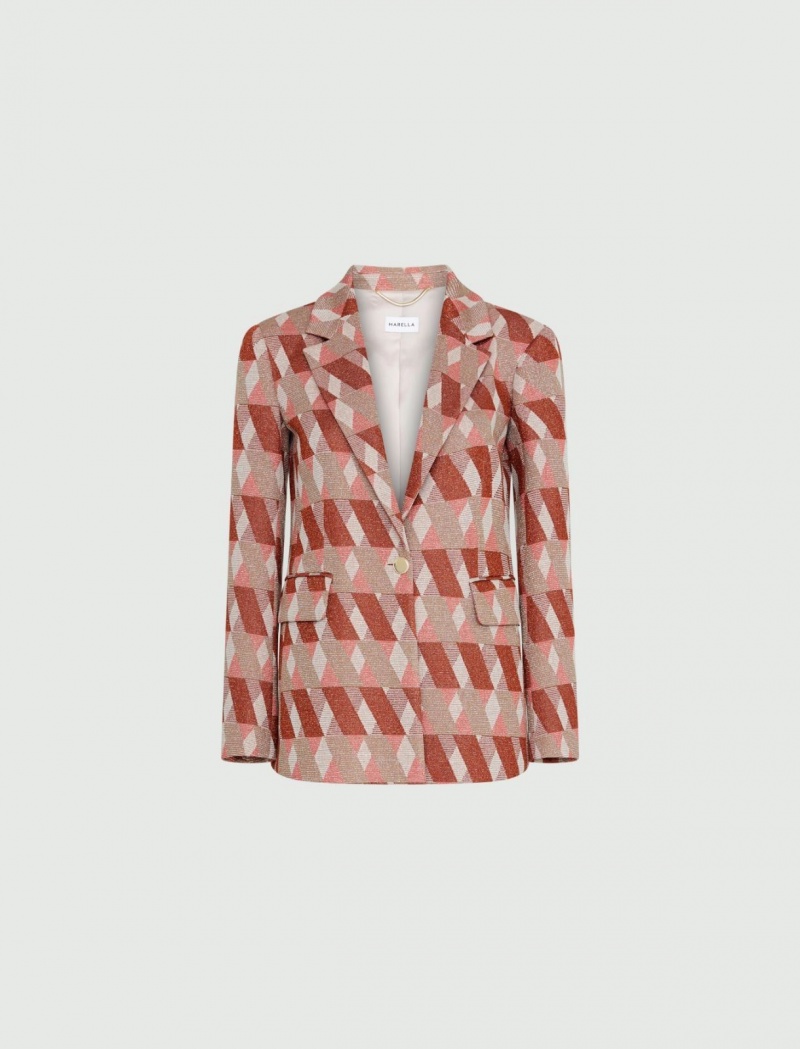 Marynarka Damskie Marella Jacquard Czerwone | Polska 640571-LIP