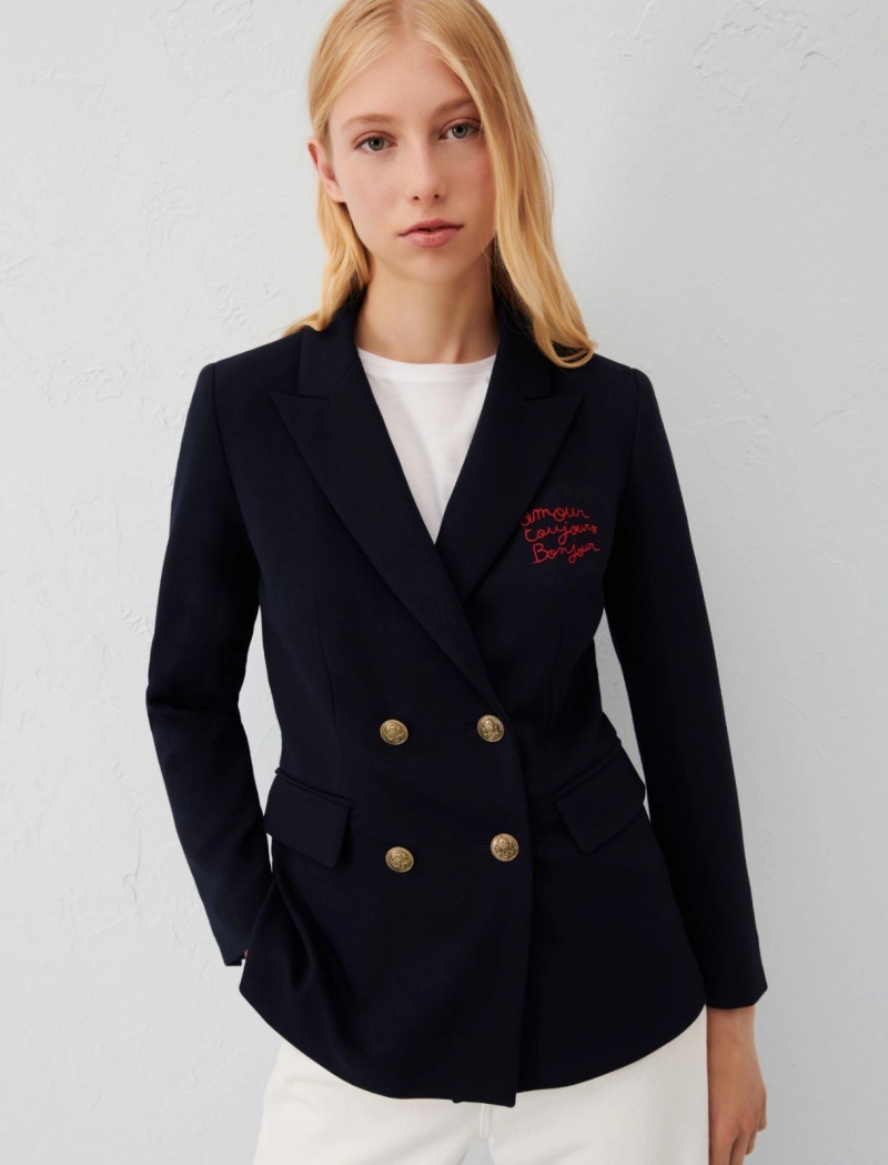 Marynarka Damskie Marella Jersey Granatowe | Polska 581029-GYH