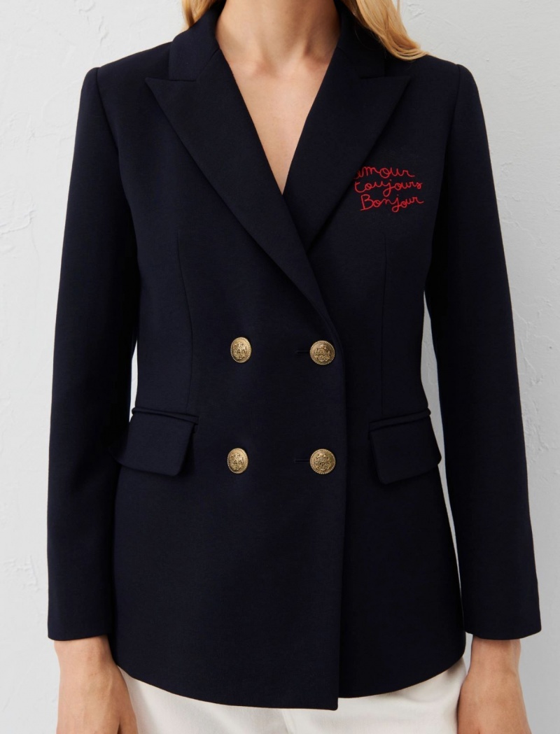 Marynarka Damskie Marella Jersey Granatowe | Polska 581029-GYH