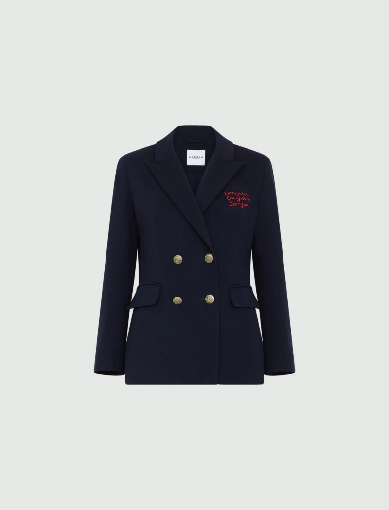 Marynarka Damskie Marella Jersey Granatowe | Polska 581029-GYH