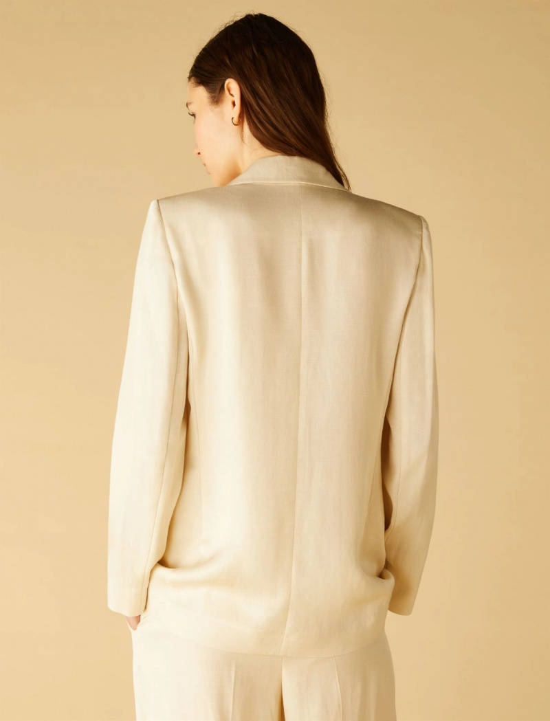 Marynarka Damskie Marella Linen-Blend Kremowe | Polska 831407-ICL