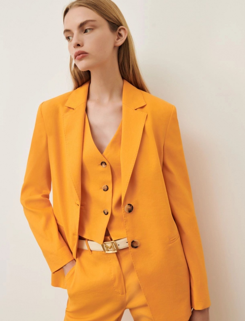 Marynarka Damskie Marella Linen-Blend Pomarańczowe | Polska 682139-ASP
