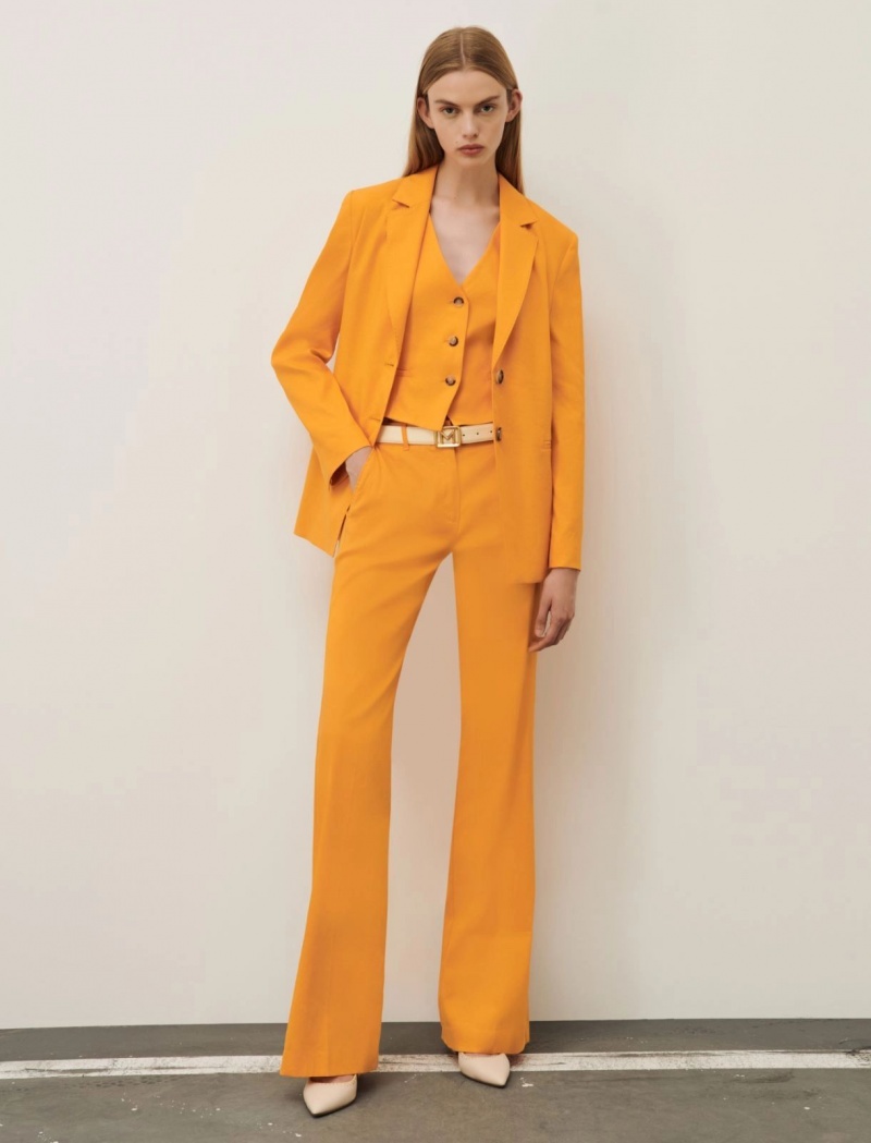Marynarka Damskie Marella Linen-Blend Pomarańczowe | Polska 682139-ASP