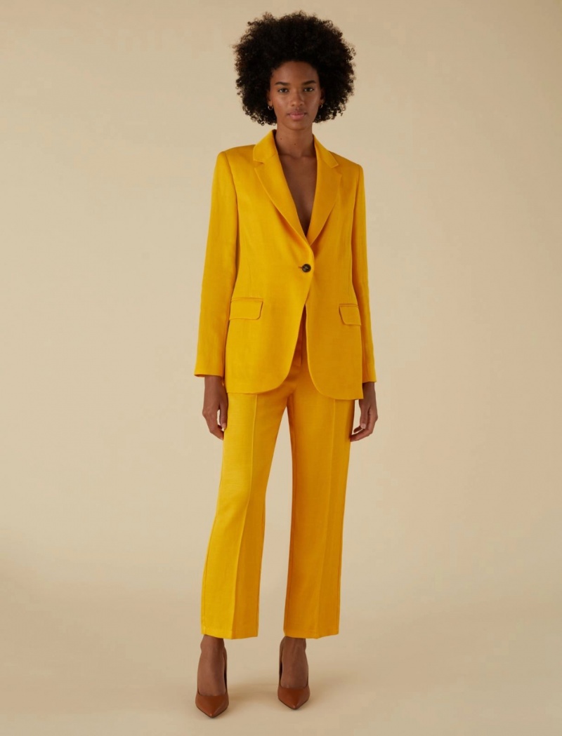 Marynarka Damskie Marella Linen-Blend Żółte | Polska 893275-HPW