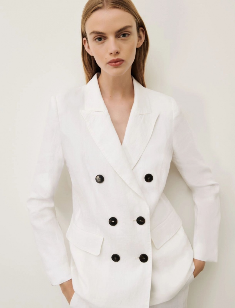 Marynarka Damskie Marella Linen Białe | Polska 738140-SBV