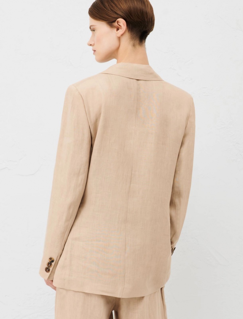 Marynarka Damskie Marella Linen Brązowe | Polska 860357-XAP