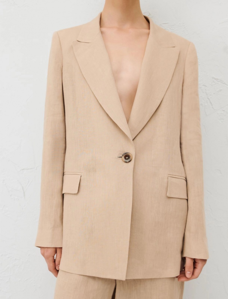 Marynarka Damskie Marella Linen Brązowe | Polska 860357-XAP