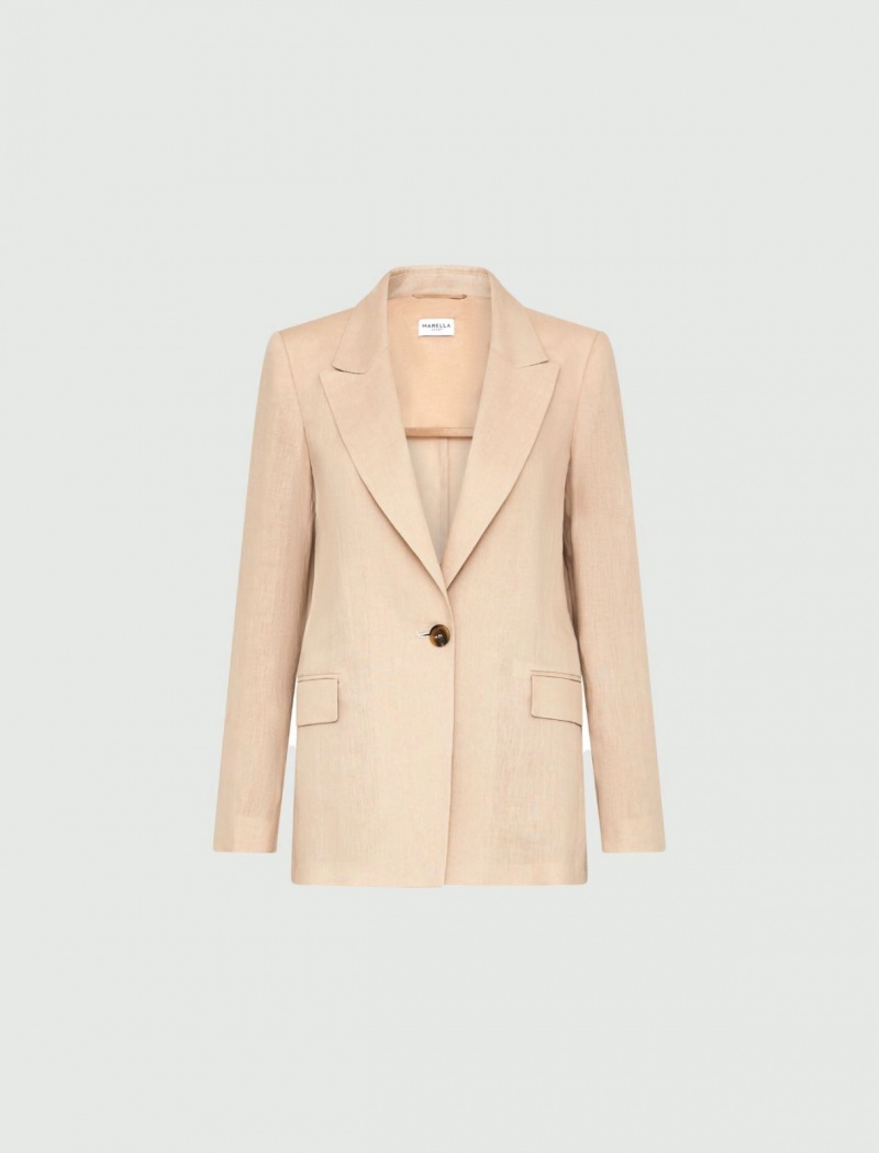 Marynarka Damskie Marella Linen Brązowe | Polska 860357-XAP