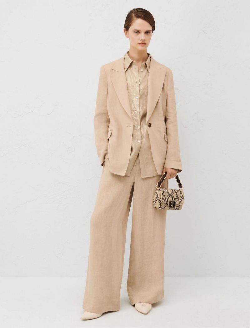 Marynarka Damskie Marella Linen Brązowe | Polska 860357-XAP