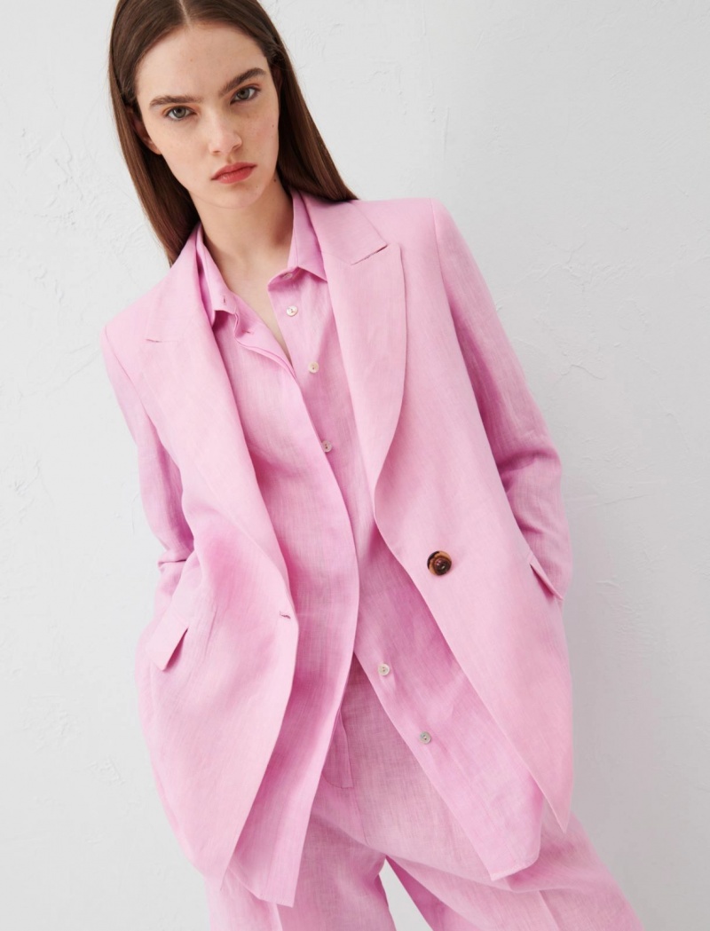 Marynarka Damskie Marella Linen Różowe | Polska 703198-STA