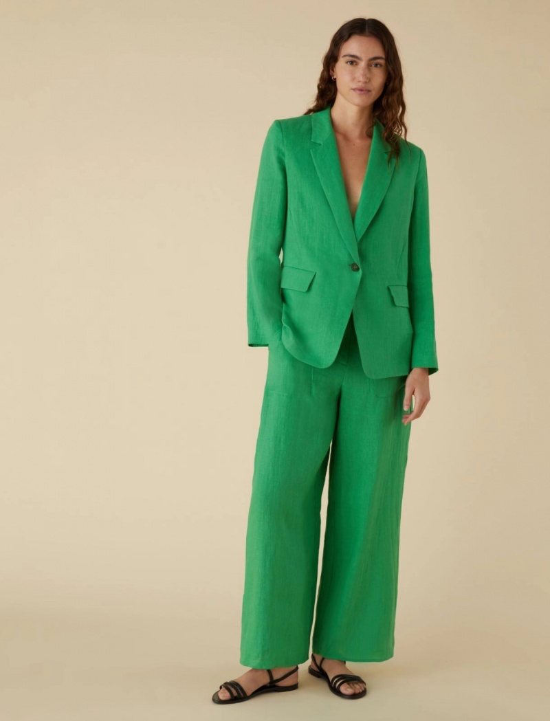 Marynarka Damskie Marella Linen Turkusowe | Polska 062378-NRB