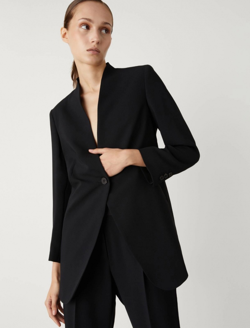 Marynarka Damskie Marella Long Czarne | Polska 278104-MOI
