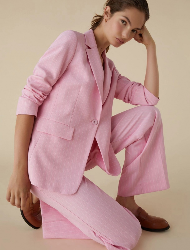 Marynarka Damskie Marella Pinstripe Różowe | Polska 134582-QDA