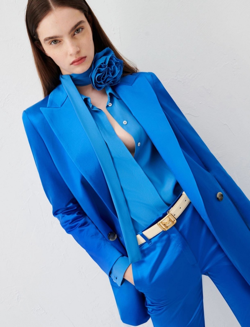 Marynarka Damskie Marella Satin Jasny Niebieskie | Polska 675198-CPW
