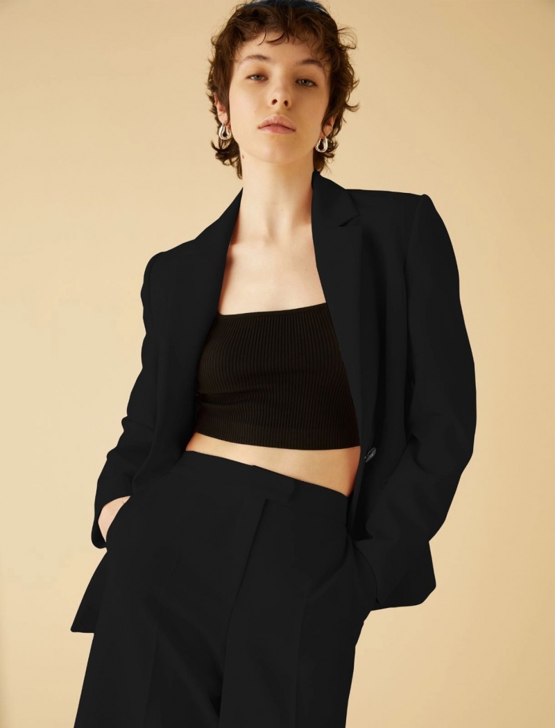 Marynarka Damskie Marella Structured Single-Breasted Czarne | Polska 539147-NMA
