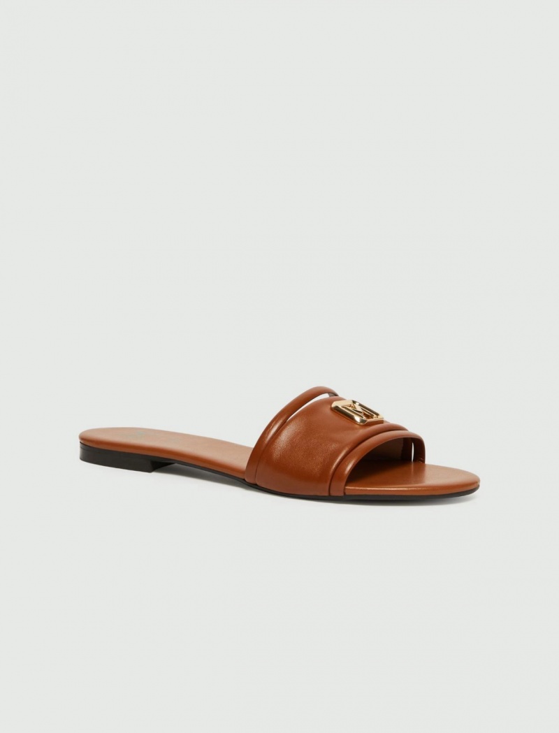 Mules Damskie Marella Logo Brązowe | Polska 506932-MHU