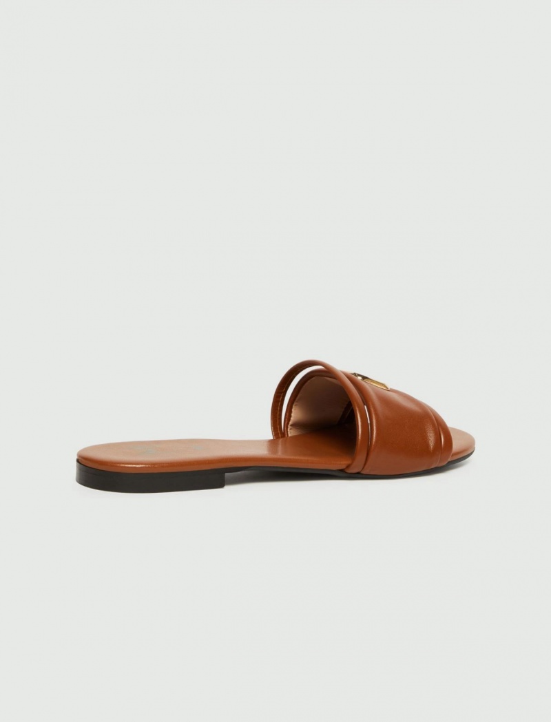 Mules Damskie Marella Logo Brązowe | Polska 506932-MHU