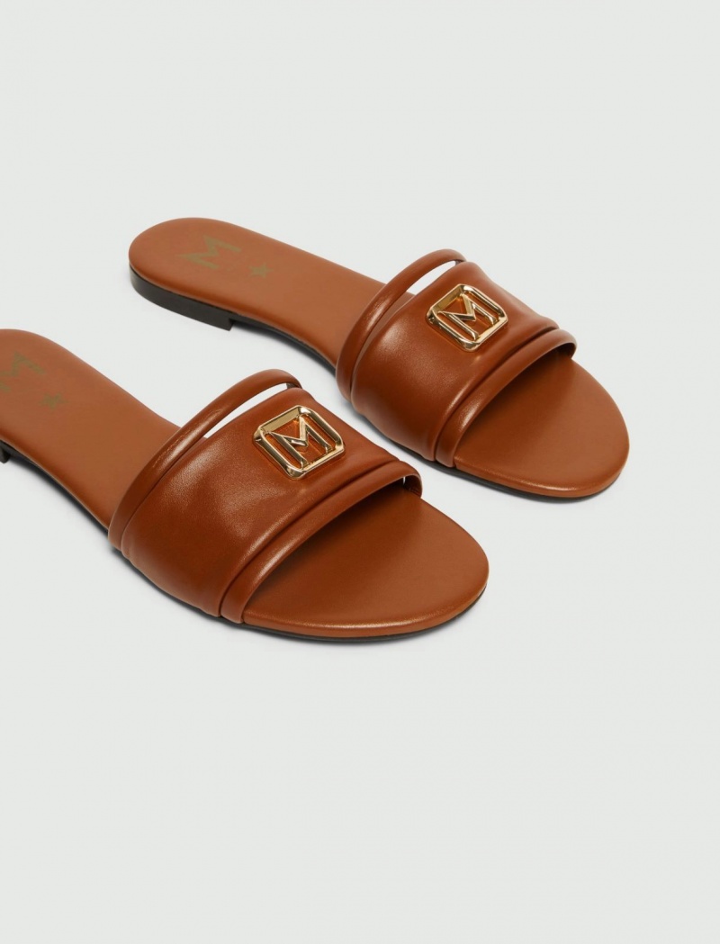 Mules Damskie Marella Logo Brązowe | Polska 506932-MHU