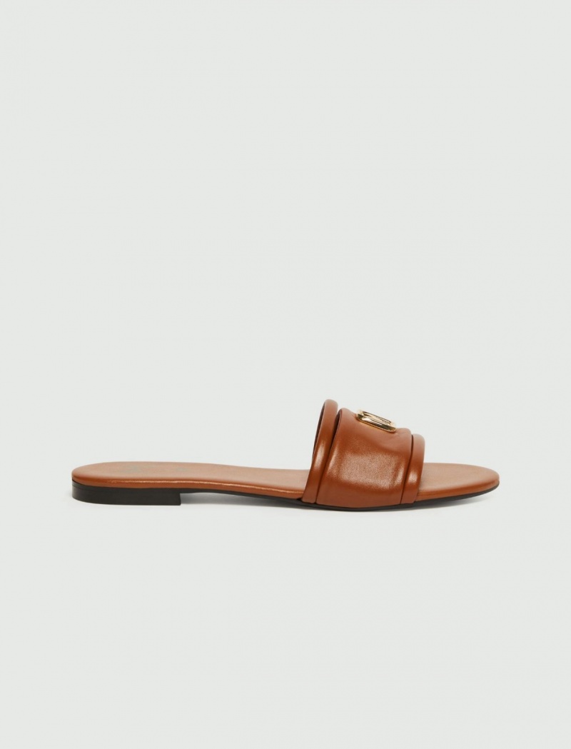 Mules Damskie Marella Logo Brązowe | Polska 506932-MHU