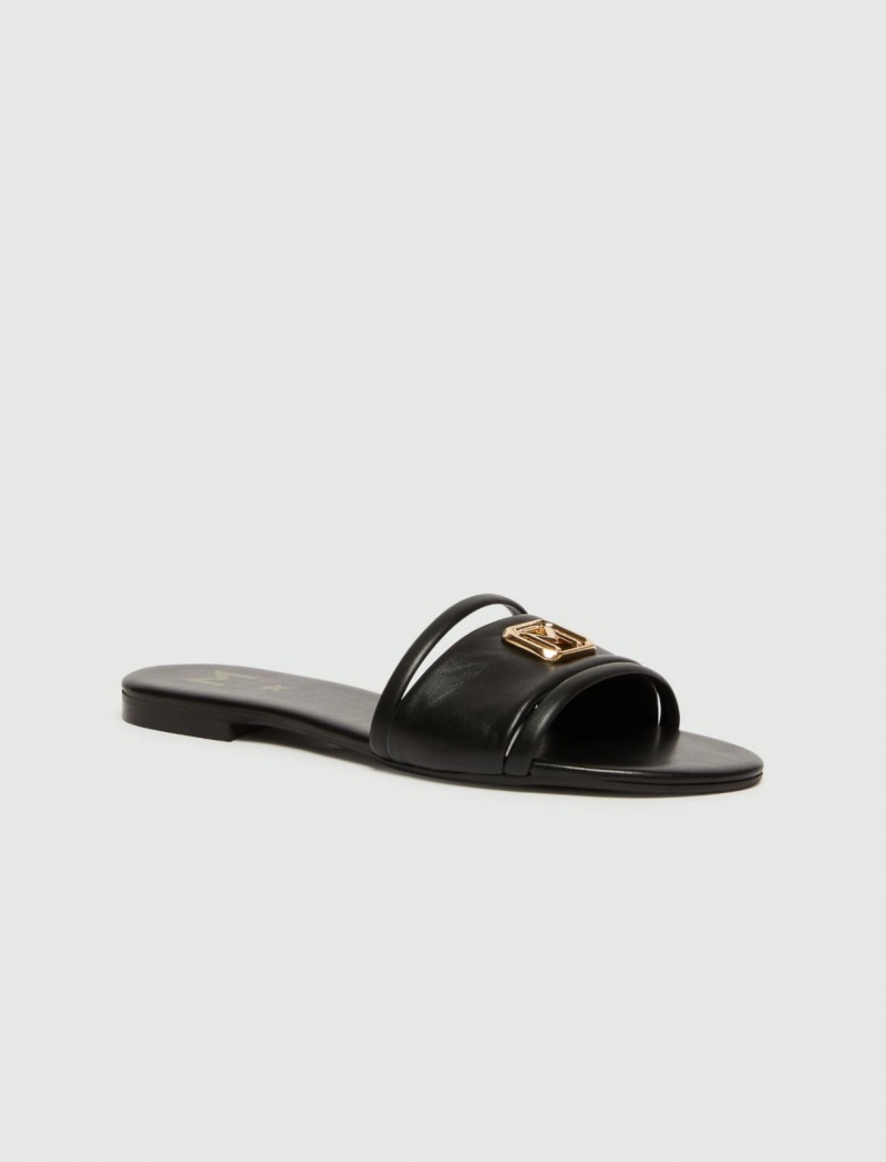 Mules Damskie Marella Logo Czarne | Polska 327581-GRN