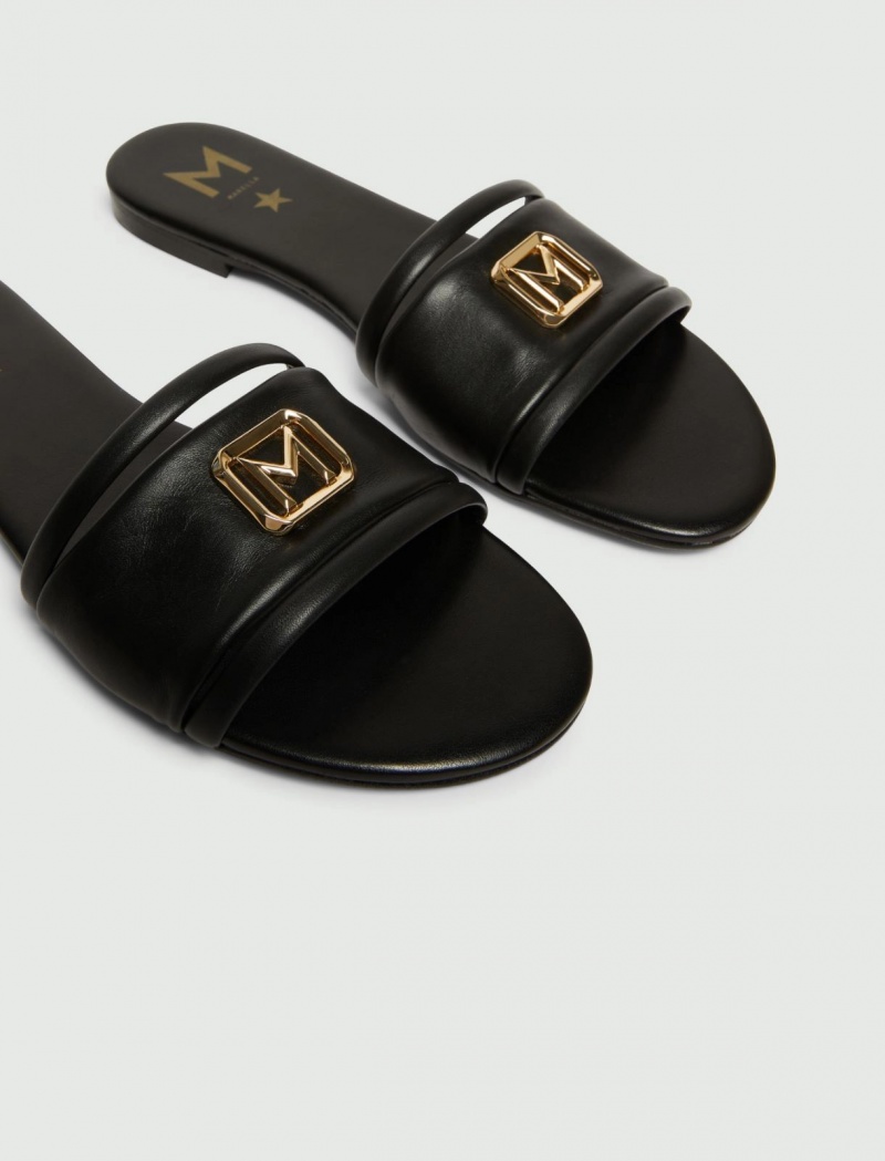 Mules Damskie Marella Logo Czarne | Polska 327581-GRN