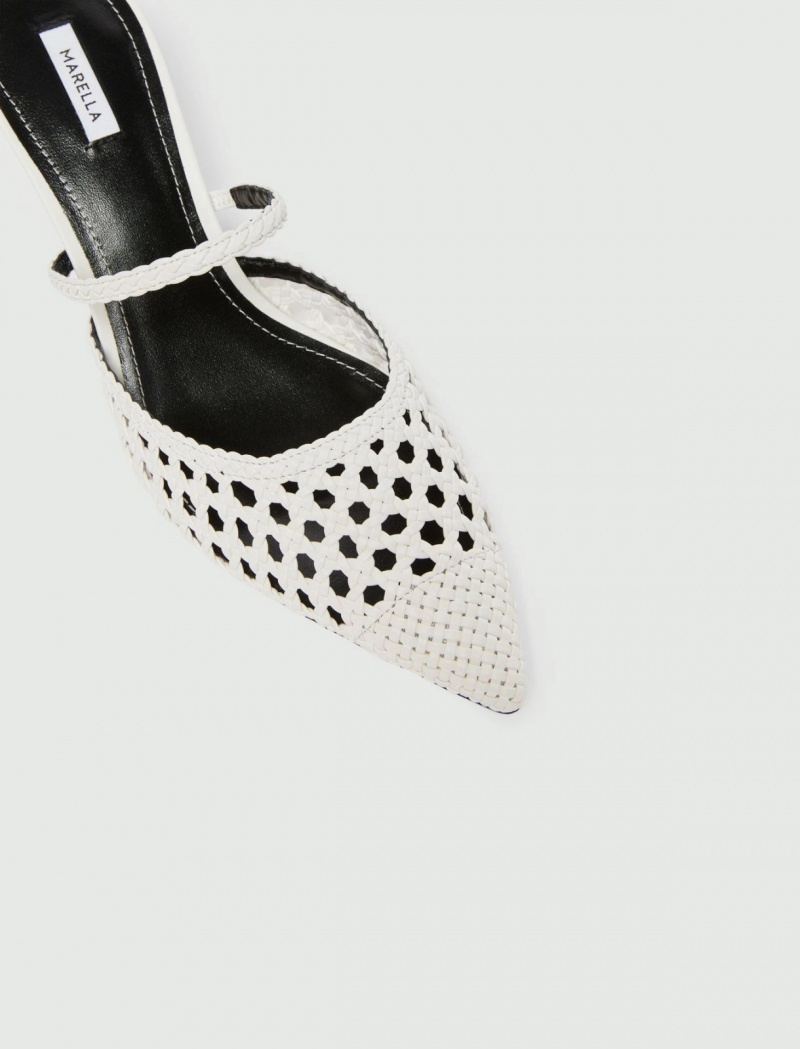 Mules Damskie Marella Woven Białe | Polska 408157-XGI