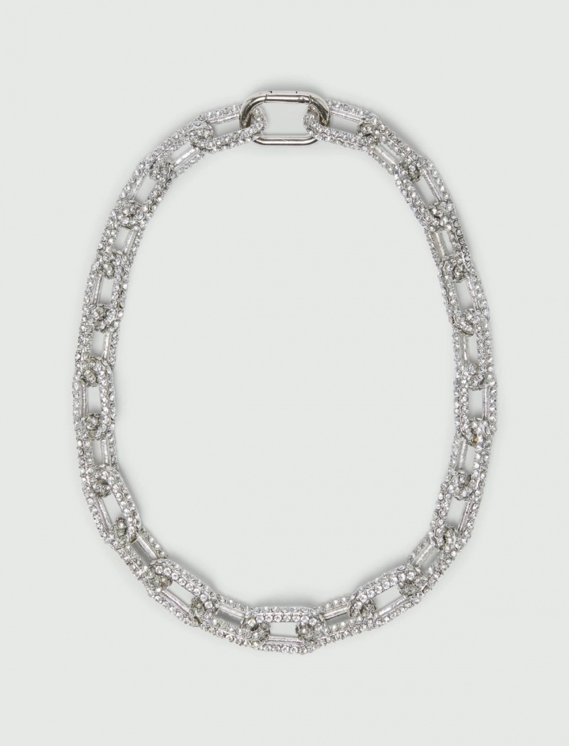 Naszyjnik Damskie Marella Rhinestoned Choker Białe | Polska 837450-FXE