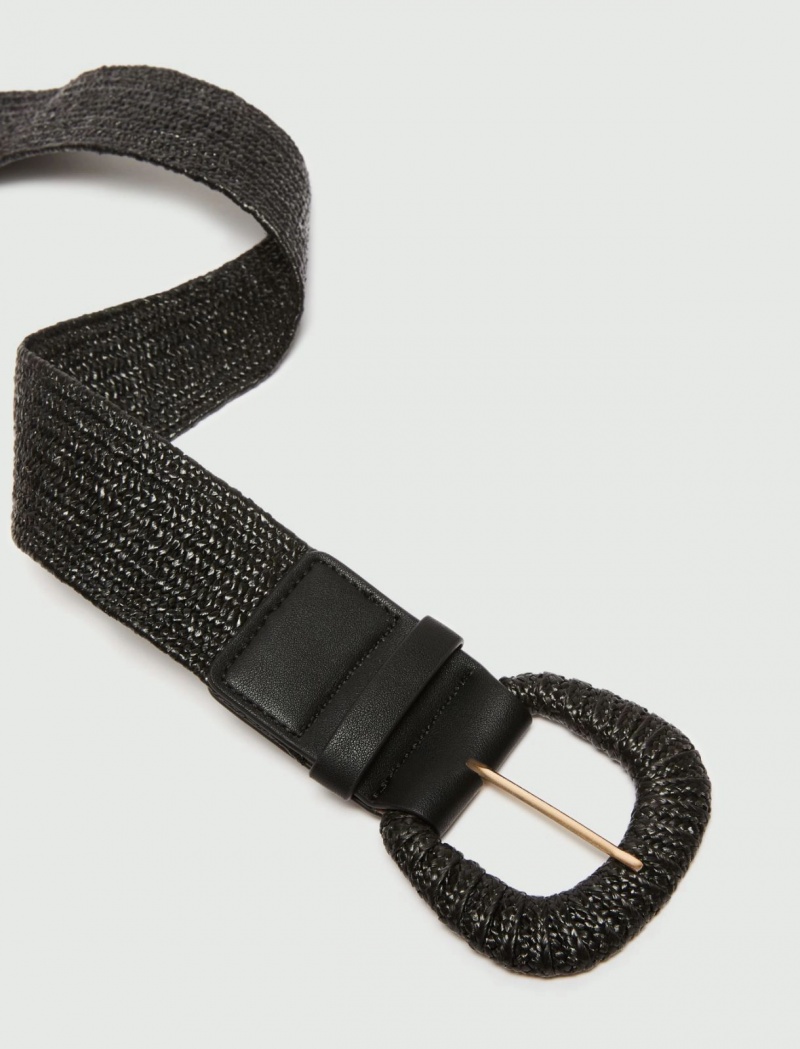 Pasek Damskie Marella Raffia Czarne | Polska 835790-NHB
