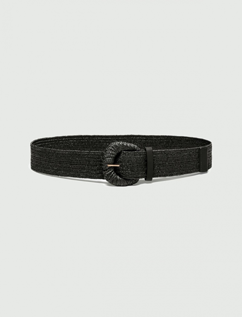Pasek Damskie Marella Raffia Czarne | Polska 835790-NHB