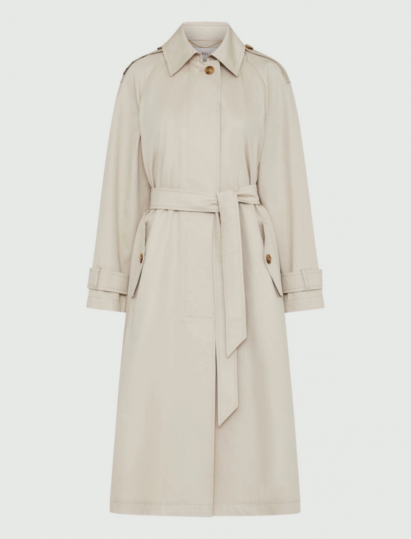 Płaszcz Damskie Marella Belted Trench Beżowe | Polska 947380-CZN