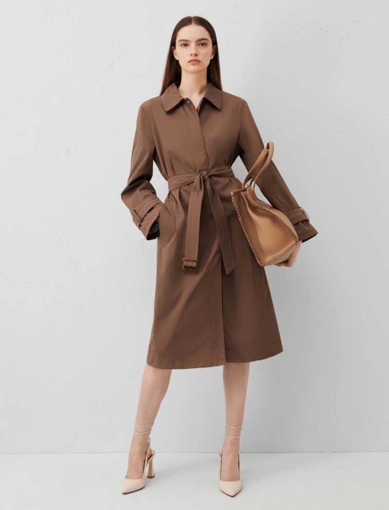Płaszcz Damskie Marella Belted Trench Brązowe | Polska 150937-UCD