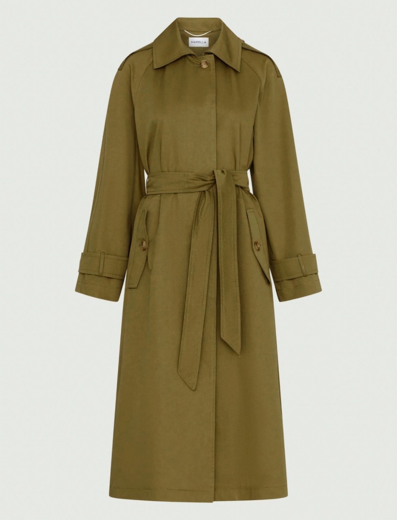 Płaszcz Damskie Marella Belted Trench Zielone | Polska 836529-MGU