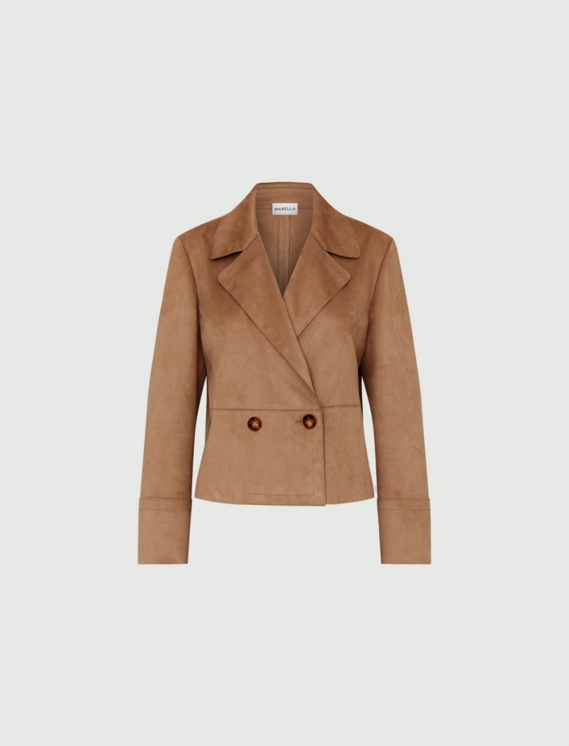 Płaszcz Damskie Marella Boxy-Fit Pea Brązowe | Polska 329764-JAG