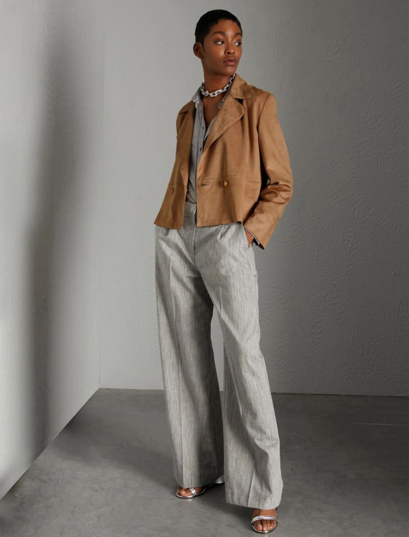 Płaszcz Damskie Marella Boxy-Fit Pea Brązowe | Polska 329764-JAG