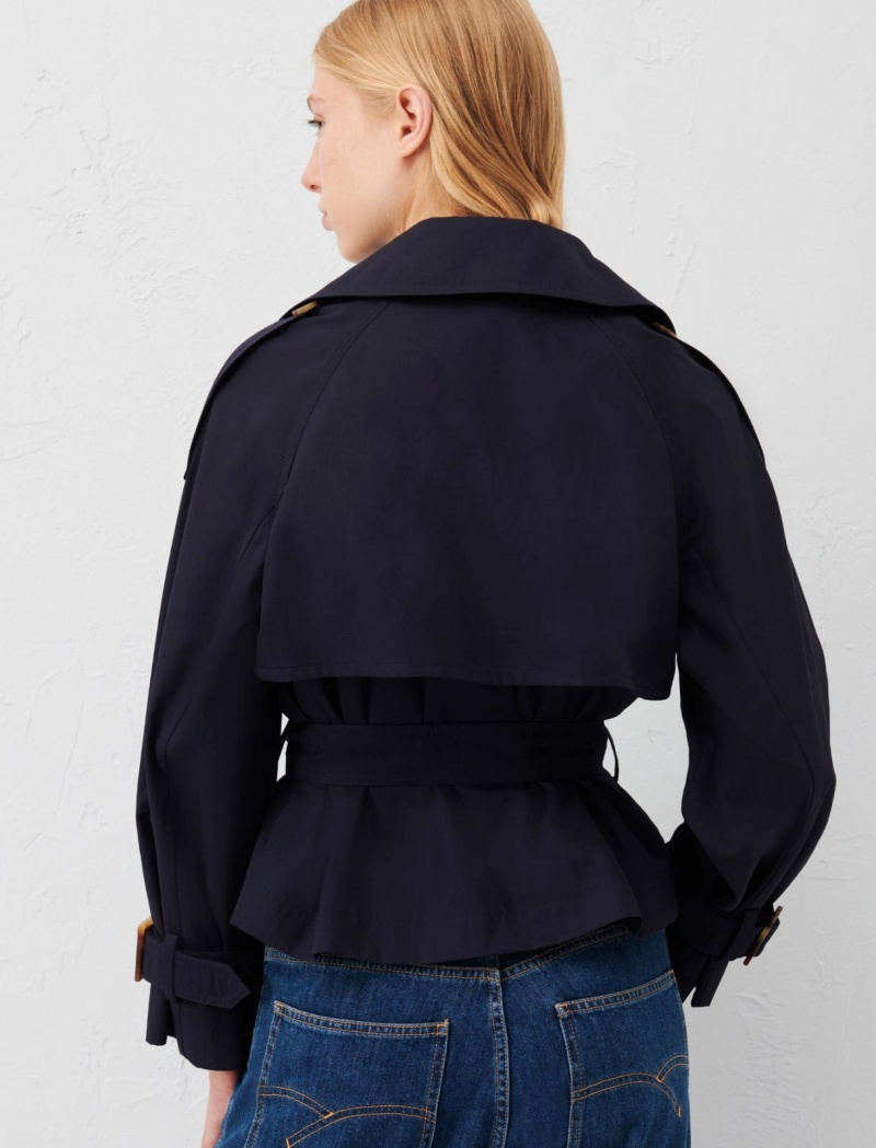 Płaszcz Damskie Marella Cropped Trench Granatowe | Polska 973450-VZP