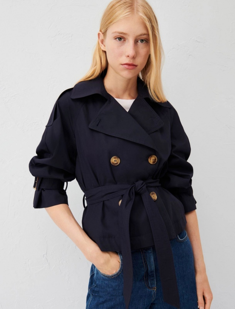 Płaszcz Damskie Marella Cropped Trench Granatowe | Polska 973450-VZP