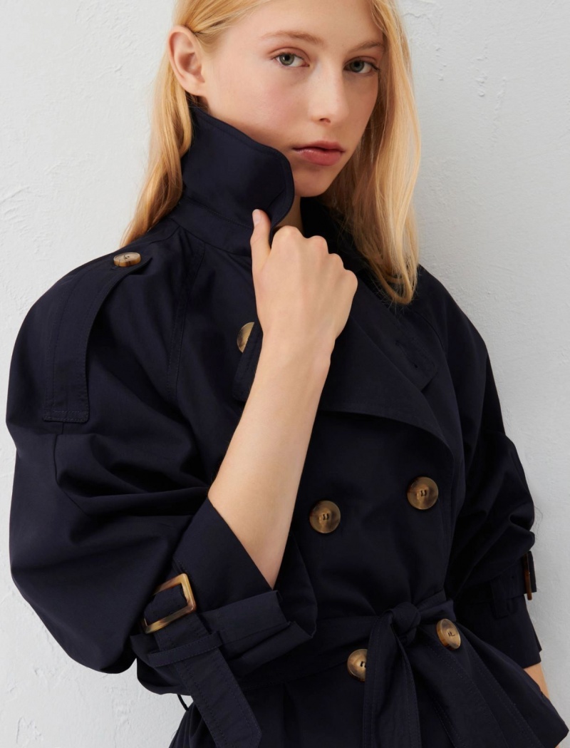Płaszcz Damskie Marella Cropped Trench Granatowe | Polska 973450-VZP
