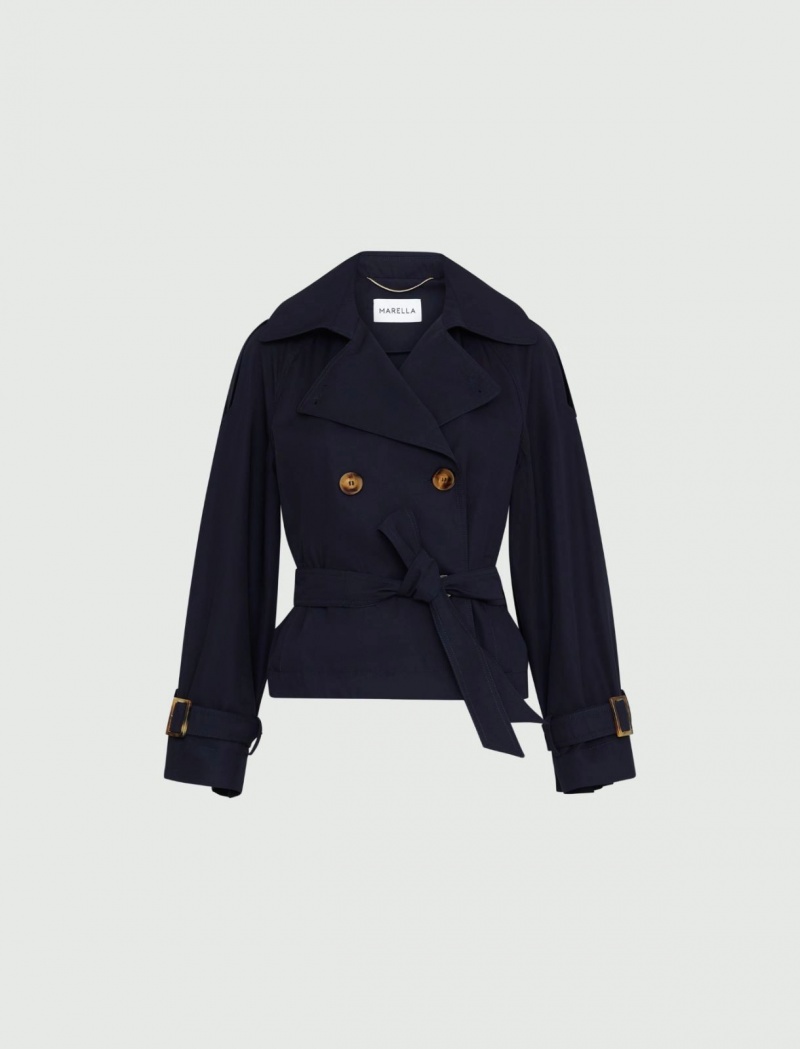 Płaszcz Damskie Marella Cropped Trench Granatowe | Polska 973450-VZP