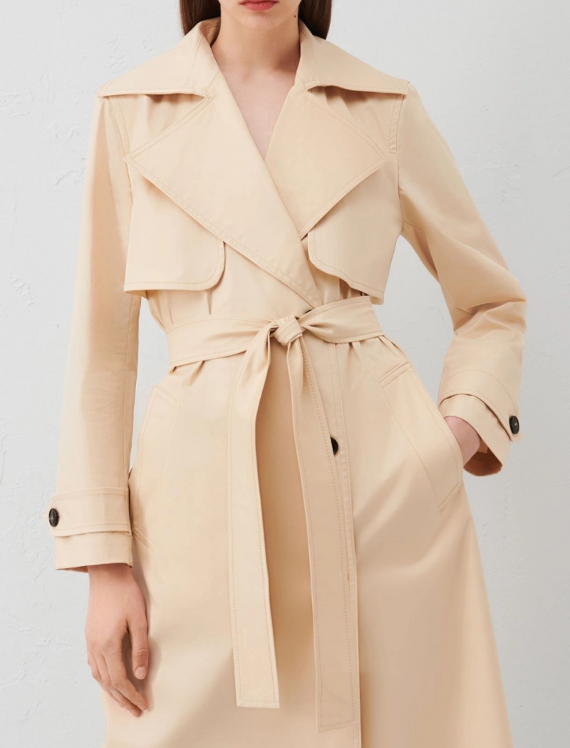 Płaszcz Damskie Marella Double-Breasted Trench Beżowe | Polska 743915-HVE