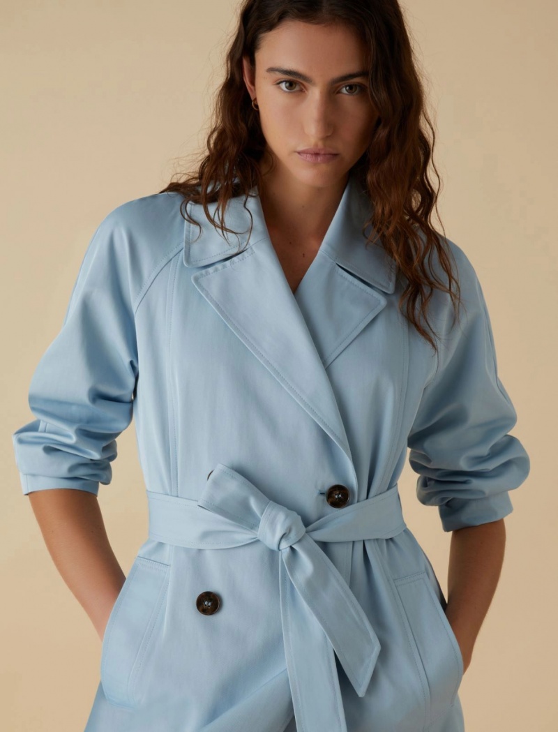 Płaszcz Damskie Marella Gabardine Trench Głęboka Niebieskie | Polska 436902-FDG
