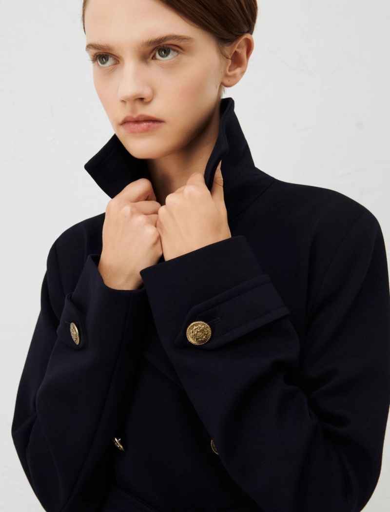 Płaszcz Damskie Marella Jersey Trench Granatowe | Polska 328507-YOW