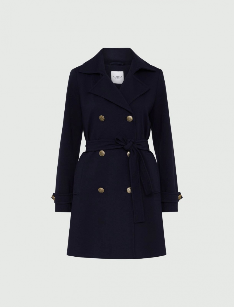Płaszcz Damskie Marella Jersey Trench Granatowe | Polska 328507-YOW
