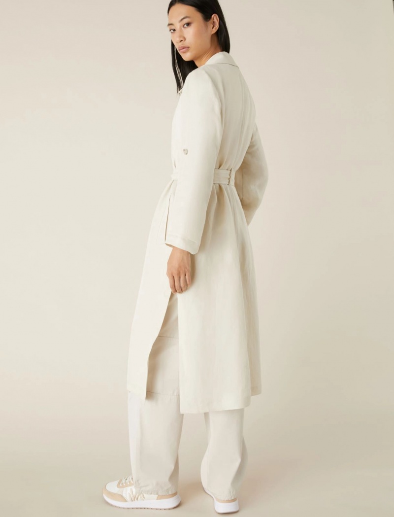 Płaszcz Damskie Marella Linen-Blend Duster Białe | Polska 570829-UXD
