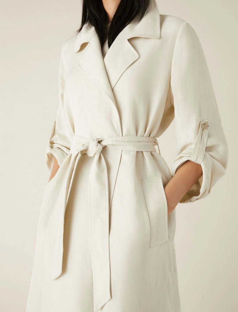 Płaszcz Damskie Marella Linen-Blend Duster Białe | Polska 570829-UXD
