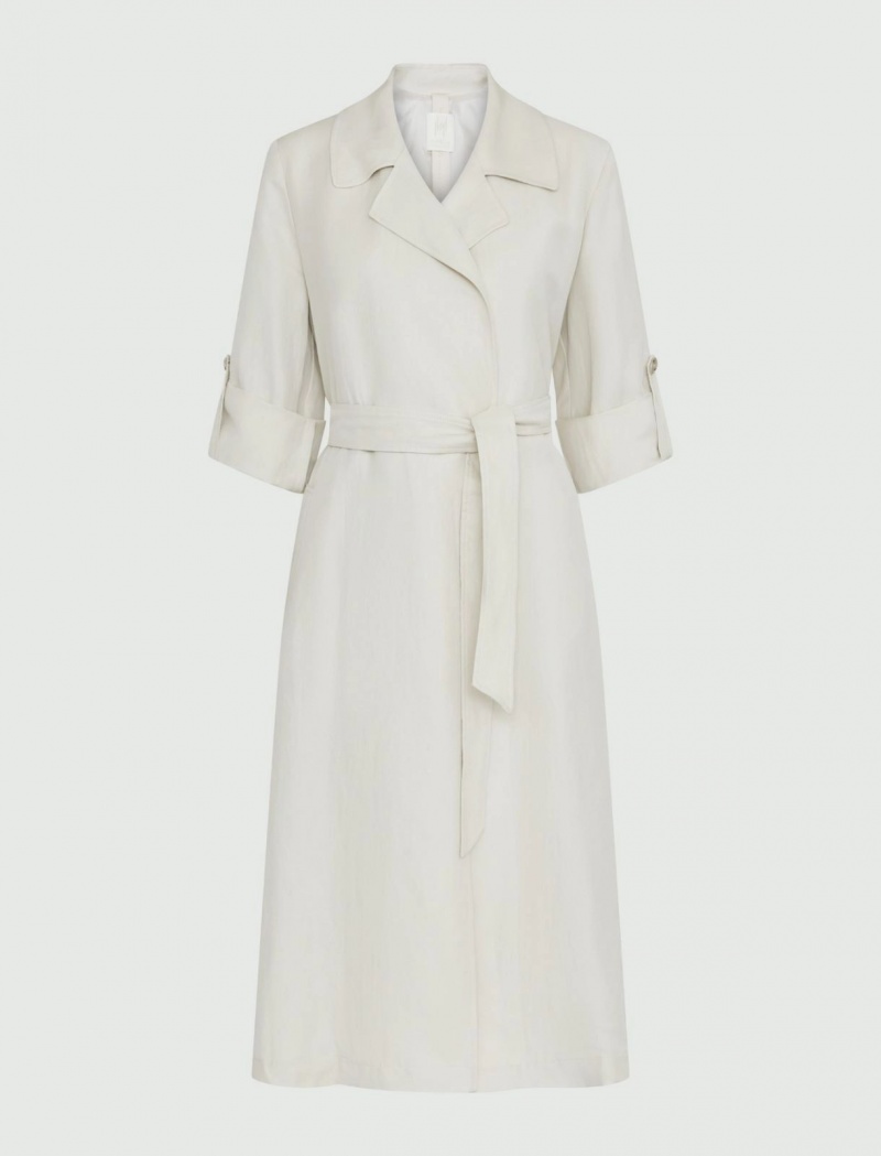 Płaszcz Damskie Marella Linen-Blend Duster Białe | Polska 570829-UXD